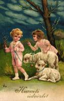 Easter, children, lamb, EAS 900. litho  (EK)