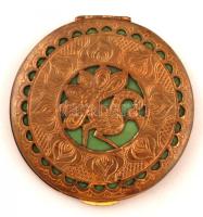 Régi díszes pipere tükör, fém, d:8cm