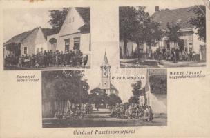 Jánossomorja, Pusztasomorja; Somorjai Szövetkezet, Wenzl József vegyeskereskedése, Római Katolikus templom, Szilágyi Arthur kiadása (EK)