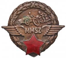 ~1950. &quot;MMSZ Magyar Motoros Szövetség&quot; ezüstözött fém jelvény (53,5x62mm) T:2 Hungary ~1950. &quot;MMSZ - Hungarian Motor Association&quot; silver-plated metal badge (53,5x62mm) C:XF