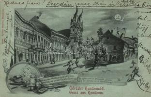 Komárom, Komárno; Spitzer Sándor kiadása / humour, drunk vision