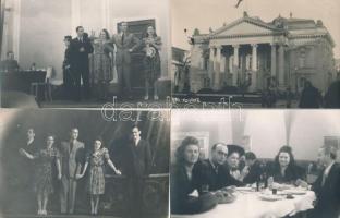 cca 1942 Nagyváradi Színház épülete, társulatának tagjai, előadásai, 6 db feliratozott fotólap, 9x14 cm