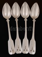 Antik ezüst kanál, Ag., jelzett,(Pest 1858), 94,2gr., 4db, 15cm/  Antique silver spoon, Ag., Labeled (Pest 1858), 94,2gr. 4pcs, 15cm