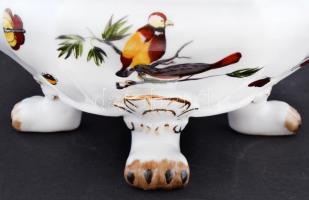 Puttós leveses tál, kézzel festett, jelzett (R.B. két kardos), hibátlan, m:30 cm, 29×22 cm