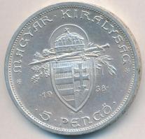 1938. 5P Ag "Szent István" T:2  Adamo P8.1