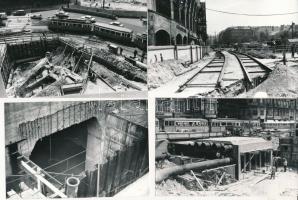 1961-1962 Budapest, Deák téri munkálatok, forgalom elterelés, gödör ásás, 13 db fotó, 12x18 cm és 9x14 cm