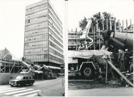 1975 Budapest, Klinikák metróállomás felszíni építése, 13 db fotó, 9x13 cm