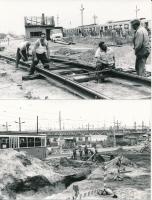 1973 Budapest, Boráros tér, a 2-es villamos pályájának meghosszabbítása, a tér átépítése, 13 db felvétel, 9x14 cm