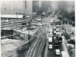 cca 1973-1974 Budapest, Kálvin tér az aluljáró rendszer építése előtt (6 db fotó) és az építkezés id...