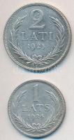 Lettország 1924. 1L Ag + 1925. 2L Ag T:2 Latvia 1924. 1 Lats Ag + 1925. 2 Lati Ag C:XF