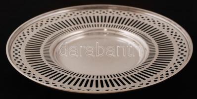 Ezüst áttört kerek tál, Sterling, Ag., jelzett, 233,2gr., d:23cm/ Round pierced silver bowl, Sterling, Ag, marked, 233,2gr, d:23cm