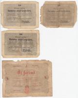 1848. 5Ft "Kossuth bankó" vörösesbarna + 1849. 30kr "Kossuth bankó" (3x) T:III-,IV