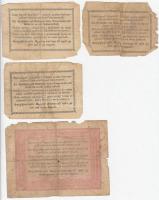 1848. 5Ft "Kossuth bankó" vörösesbarna + 1849. 30kr "Kossuth bankó" (3x) T:III-,...