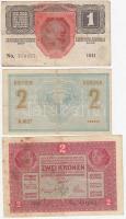 1914-1917. 2K (2xklf) + 1914. 50K piros "MAGYARORSZÁG" körbélyegzővel + 1915. 10K piros &q...