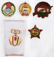 5db klf munkásőr és "KISZ" jelvény, közte ~1960. "Munkásőr" szolgálati zománcozo...