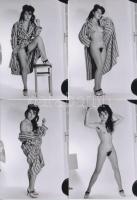 cca 1970 Fürdőköpenybe rejtett bájos kis titkok, 6 db finoman erotikus fénykép, 13x9 cm / cca 1970 6 erotic photos, 13x9 cm