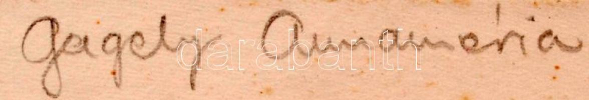 Gergely Annamária: Lovagvár. Színes rézkarc, papír, jelzett, paszpartuban, 22×18 cm