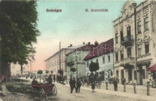 Drohobych, Ul. Grunwaldzka / street, shop of J. Steif and Fryzyer, restaurant