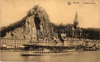 Dinant, Citadell and church, steamship, shop of A. Morelle-Louis, Delprat-Davis, J. Gerimont and Jean Onden (Rb)