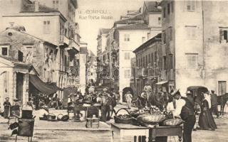 Corfou, Rue Porta Reale / market place, vendors
