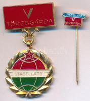 ~1960-1970. "Törzsgárda Utasellátó" zománcozott fém jelvény, kitűzővel együtt tokban T:2