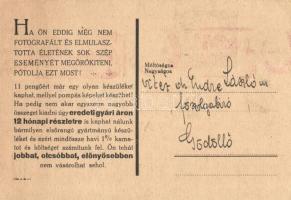 Hatschek és Farkas fényképészeti szaküzlet reklám / Hungarian Bauhaus style advertising art postcard...