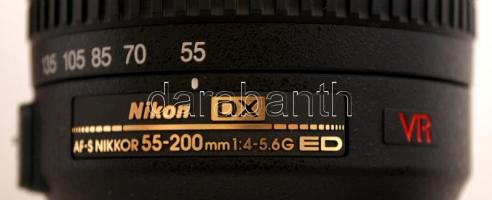 Nikon Nikkor Lens AF-S DX VR Zoom-Nikkor 55-200 mm f/4-5.6G IF-ED, eredeti dobozában, újszerű állapo...
