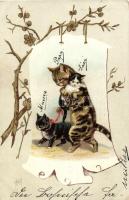 Cats, floral, litho (EK)