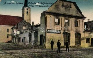 1916 Székelyudvarhely, románok betörése, lerombolt épületek, Gazdák Biztosító Szövetkezete / ivansion of the Romanians, destroyed buildings, cooperative