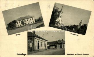 Szerednye, Serednie; iskola, templomok, utca, Hangya üzlet és kiadás / school, churches, street, shop (EK)