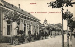 Komárom, Nádor utca, Otthon kávéház, Csollány Lajos üzlete / street, cafe, shop (EK)