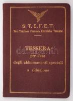 1938 Soc. Trazione Ferrovie Elettriche Toscane, Másodosztályra szóló pisa-i tanuló utazási igazolván...