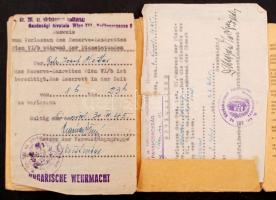 1944 Zsoldkönyv "Ungarische Wehrmacht" felülbélyegzéssel, hozzátartozik 2db 1945-ös Vörösk...