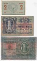 1912. 100K + 1913. 20K + 1914. 2K "C" sorszámjel, mindhárom "SZOLNOK-DOBOKA VÁRMEGYE ...