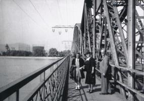cca 1935 Budapest, Északi vasúti összekötő híd (Újpesti híd), 3 db korabeli negatívról készült moder...