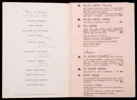 1936-37 Gundel étterem illusztrált szilveszteri menü, kihajthatós, 15x10cm