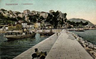 Herceg Novi, Castelnuovo; port, steamship (small tear)