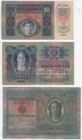 1912. 100K + 1913. 20K + 1914. 10K mindhárom "ARAD VÁRMEGYE NAGYZEREND KÖZSÉG 1910" felülb...