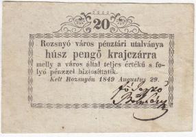 Rozsnyó 1849. 20kr T:III