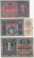1904. 10K + 1913. 20K + 1915. 10K mindhárom "TEMES VÁRMEGYE VÉGVÁR KÖZSÉG 1910" felülbélye...
