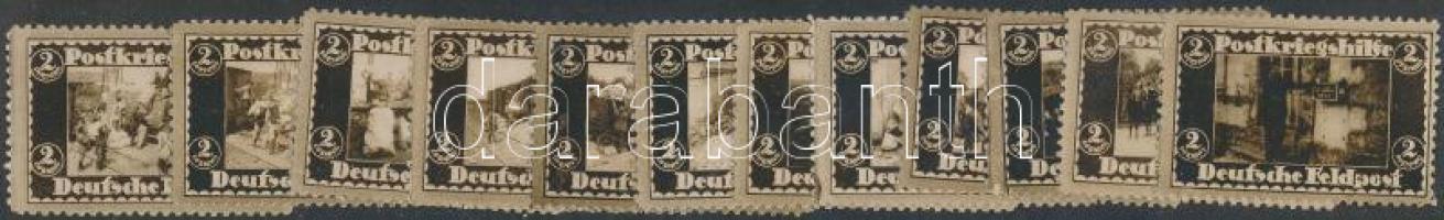 12 db Német tábori posta háborús segélybélyeg / 12 German field post war charity stamps