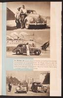 1949 Skoda 1101 képekkel illusztrált autókatalógus német nyelven, kihajthatós nyomtatvány, 28x70cm