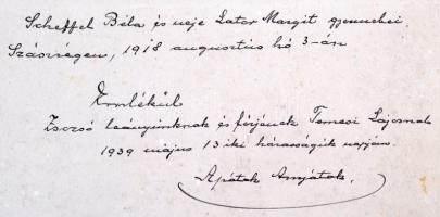 cca 1918 Szászrégen, Scheffel Béla, a Szászrégen és vidéke Takarék és Hitel Rt. főkönyvelője feleség...