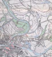 1929 A Duna felső magyarországi-felvidéki szakasza részletes településrajzzal térkép, 25x250cm /  1929 Map of the upper Hungarian course of the Danube, 25×250 cm