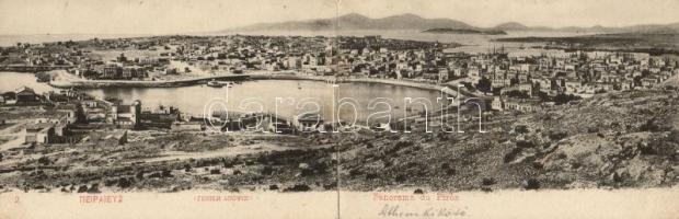 Piraeus, town-view, two-tile panoramacard (bent til broken)