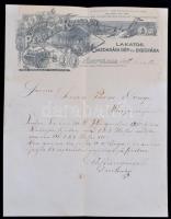 1894 Perge és Rozslay Lakatos Gazdasági Gép-és Ekegyár, Nagyvárad, díszes megírt számlalevél / Oradea ornamented letter of invoice 28x22cm