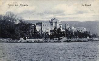 Abbazia, 3 db RÉGI városképes képeslap, vegyes minőség / 3 old town-view postcards, mixed quality