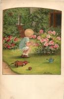 Children, flowers, August Rökl No. 1447,  s: Pauli Ebner