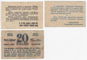 Budapest 1919. 20f "8 Órai Újság" + 1920. 20f "Háztartás Fogyasztási Szövetkezet&quot...
