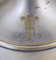 Christofle ecet-olaj tartó, ezüstözött alpakka csiszolt üveg, jelzett, hibátlan, m:24 cm